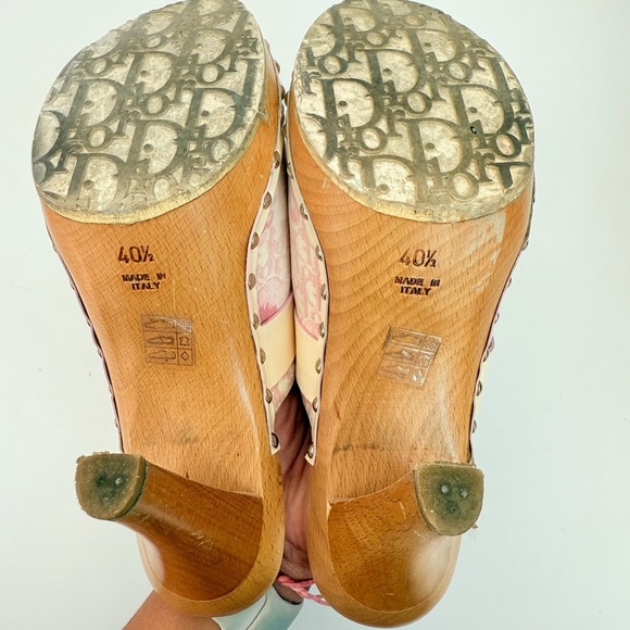 Christian Dior White Pink 2005 logo Monogram Romantique Trotter Mules clogs 40.5 - Picture 9 of 9